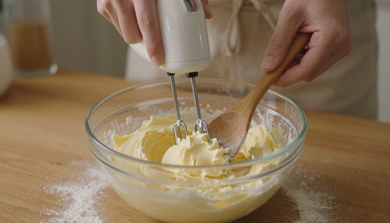 Batedeira a misturar buttercream numa taça