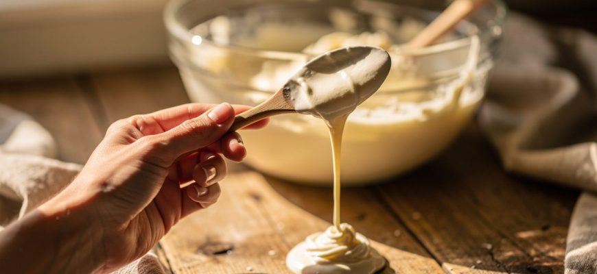 Colher com buttercream branco cremoso