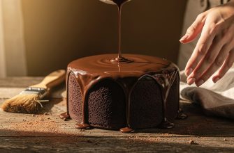 Ganache de chocolate brilhante a ser vertida sobre um bolo