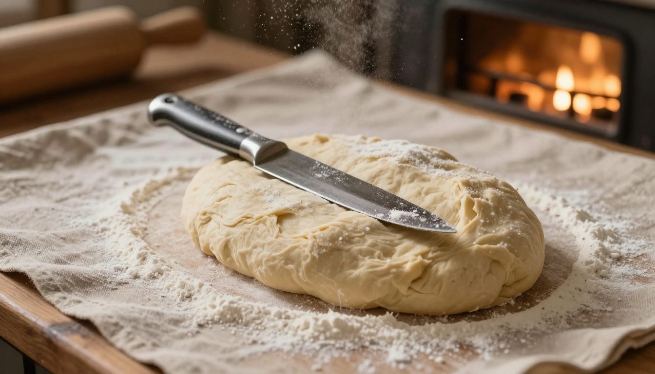 Panela de ferro fundido aquecida no forno, pronta para cozer o pão